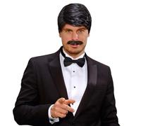 WIDMANN L9194 - Perruque et Moustache Dream Hair Playboy, Homme Adulte, années 80, Carnaval, fêtes à thème, Couleur Noir