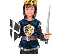 Widmann Medieval Knight (Hooded Coat, Belt) (140 cm / 8-10 Years) Blue
