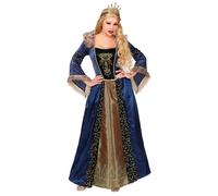 Widmann Medieval Queen (Dress With Crinoline Underskirt, Crown) (S) Blue