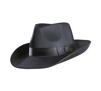 WIDMANN MILANO PARTY FASHION 2487G - Chapeau de gangster en satin, noir, charleston, années 20, fête à thème, carnaval