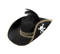 Chapeau de pirate - Widmann - 2591L - Feutre noir - Accessoire en plume