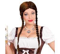 WIDMANN MILANO PARTY FASHION 59981 - Perruque Greta, 2 tresses, brune, coiffure tressée, perruque cheveux longs