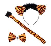 WIDMANN MILANO PARTY FASHION 8738E - Set de déguisement tigre, oreilles, nœud papillon et queue, animal, fauve, fête à thème, carnaval