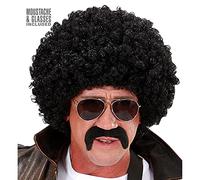 WIDMANN Milano Party Fashion Perruque Moustache et Lunette Agent Secret Noire
