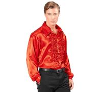 WIDMANN MILANO PARTY FASHION W Chemise Disco Fashion 70 Ans, Manches Longues, en Satin, Chemise Homme