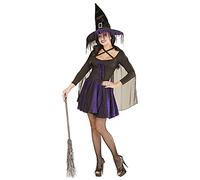 WIDMANN MILANO PARTY FASHION W Costume de sorcière Scintillante, Haut, Jupe, Cape, Chapeau, Carnaval, Halloween