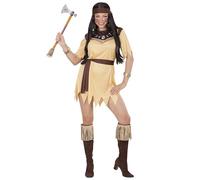 WIDMANN MILANO PARTY FASHION W, Costume Indienne séduisant, Robe Beige dentelée, Ceinture et Bandeau Marron, 100% Polyester, léger et Durable, Lavable à la Main, Taille M