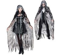 WIDMANN MILANO PARTY FASHION W, Manteau Schauriges Gespenst, Design effrayant, couleur grise, longueur 181 cm, 100% polyester, léger, respirant, facile à entretenir, pour 16 ans et plus
