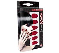 WIDMANN 05343 - Ensemble de 12 Ongles Stiletto Auto-adhésifs, Femme Adulte, années 1920, années 1930, Dia De Los Muertos, Carnaval, Halloween, Couleur Bordeaux