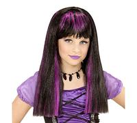 WIDMANN MILANO PARTY FASHION W, Perruque de sorcière, mèches violettes vibrantes, confort optimal, taille unique, polyvalente pour Halloween, facile d'entretien, look captivant et mystérieux
