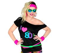 W WIDMANN MILANO Party Fashion - T-shirt mode années 80, chemise sans manches, I love 80s, fièvre disco, déguisements de carnaval