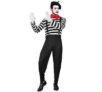 Widmann Déguisement Mime – Chemise, Pantalon, Bretelles, Foulard, Gants, Chapeau – M Noir