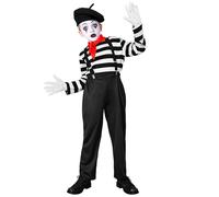 Widmann Déguisement Mime – Chemise, Pantalon, Bretelles, Foulard, Gants, Chapeau – XL Noir