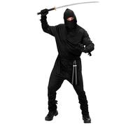 Widmann S.r.l. - Costume Ninja - Capuche, pantalon, ceinture, masque, liens bras/jambes - XL Noir