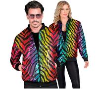 Widmann Party Fashion Bomber (Rainbow Animalier Tiger Sequin Bomber) (L/XL) Rain