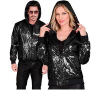 Widmann Party Fashion Hooded Bomber (Black Sequin Hooded Bomber) (S/M) Black