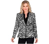 Widmann Party Fashion Jacket (Animalier Zebra Sequin Jacket) (M) Silver