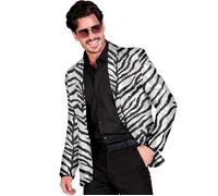 Widmann Party Fashion Jacket (Animalier Zebra Sequin Jacket) (XL) Silver