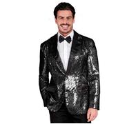 Widmann Party Fashion Jacket (Black Sequin Jacket With Satin Collar And Pockets)