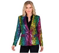 Widmann Party Fashion Jacket (Rainbow Animalier Leopard Sequin Jacket) (XL) Rain