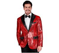 W WIDMANN MILANO – Veste Party Fashion pour homme – Paillettes, col satin, poches – Rouge