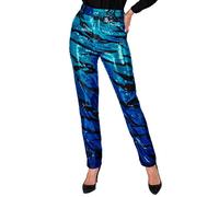 Widmann Party Fashion Pants (Blue Waves Sequin Pants) (S) Turquoise / Light Blue