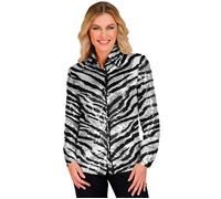 Widmann Party Fashion Shirt (Animalier Zebra Sequin Shirt) (L/XL) Silver