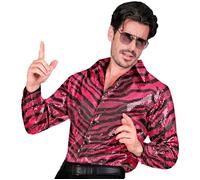 Widmann Party Fashion Shirt (Pink Animalier Sequin Shirt) (S/M) Pink