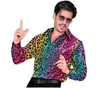Widmann Party Fashion Shirt (Rainbow Animalier Leopard Sequin Shirt) (S/M) Rainb