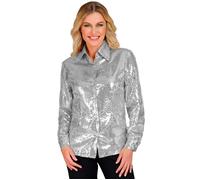 Widmann Party Fashion Shirt (Silver Sequin Shirt) (S/M) Silver