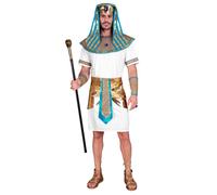 Widmann – Costume Pharaon Homme – Tunique, ceinture, collier, bracelets, coiffe – Taille L, blanc