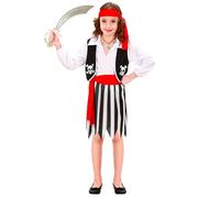 Widmann Pirate Girl (Shirt With Vest, Skirt, Belt, Headband) (140 cm / 8-10 Year