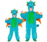 Widmann Plush Black Dinosaur (Hooded Jumpsuit) (128 cm / 5-7 Years) Black