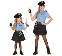 Widmann – Costume enfant policière – Chemise, jupe, ceinture, chapeau – 128 cm Bleu