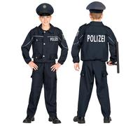 Widmann Polizist (Jacket, Pants, Hat) (128 cm / 5-7 Years) Blue