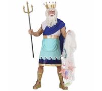 W WIDMANN MILANO Party Fashion – Costume Poséidon pour homme, tunique bleue, ceinture et couronne