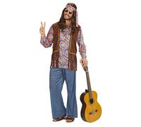 Widmann Psychedelic Hippie Man (Shirt With Vest, Pants, Headband, Necklace) (S)