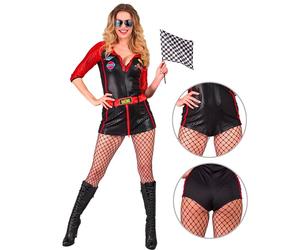 Widmann Race Car Driver (Bobysuit, Mini Skirt, Flag) (M) Black