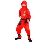 Widmann Costume enfant Dragon Ninja Rouge - Guerrier Samouraï - 5/7 ans (110-122 cm)