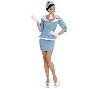 Widmann Retro Flight Attendant (Jacket, Skirt, Tie, Hat) (S) Turquoise / Light B