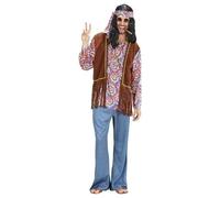 Widmann - Déguisement homme Hippie psychédélique - Chemise, gilet, pantalon, bandeau, collier - M
