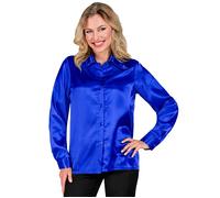Widmann Satin Blue 70s Disco Shirt (L) Blue