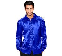 W WIDMANN MILANO Party Fashion - Chemise en satin pour hommes, années 70 Disco Fever, Style rétro, Schlagermove, Party Shirt