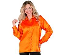 Widmann Satin Orange 70s Disco Shirt (M) Orange