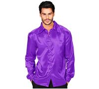 Widmann Satin Purple 70s Disco Shirt (L) Purple / Lila