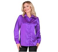 W WIDMANN MILANO Party Fashion - Blouse en satin pour femmes, années 70 Disco Fever, style rétro, Schlagermove, chemise de fête, chemise pour femmes