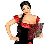 WIDMANN MILANO PARTY FASHION W, Perruque flamenco, design élégant, cheveux noirs tissés, entretien facile, polyvalente pour toutes occasions, accessoire incontournable pour briller