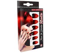 Widmann - Faux ongles adhésifs Party Fashion Set 12 Noir dégradé rouge Stiletto
