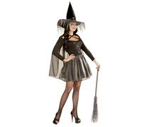 Widmann Silver Glimmer Witch (Shirt, Skirt, Cape, Hat) (M) Silver