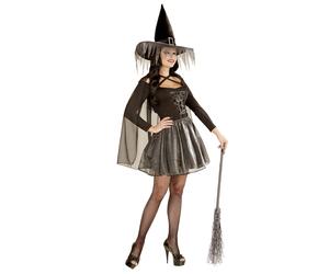 Widmann Silver Glimmer Witch (Shirt, Skirt, Cape, Hat) (M) Silver